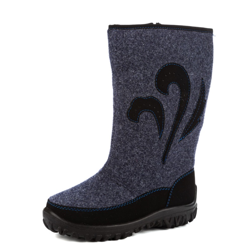 Валенки женские из натурального войлока на молнии цвет синий