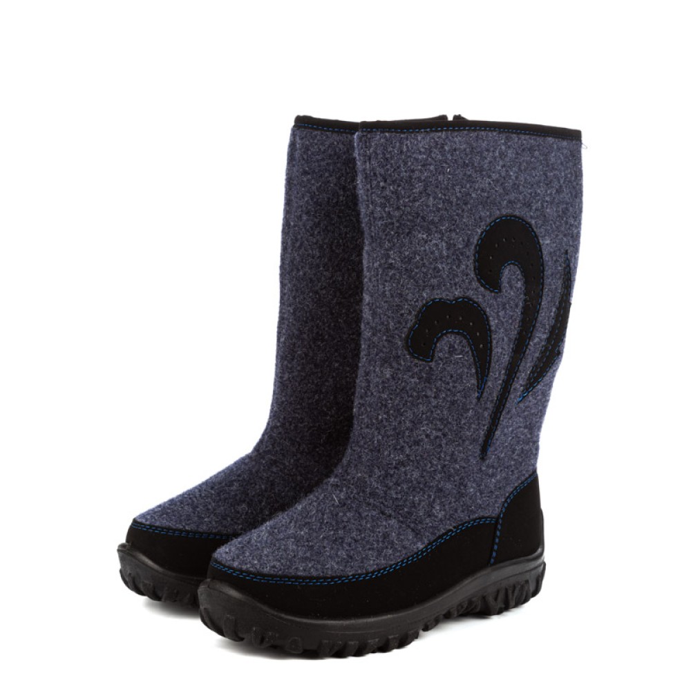 Валенки женские из натурального войлока на молнии цвет синий