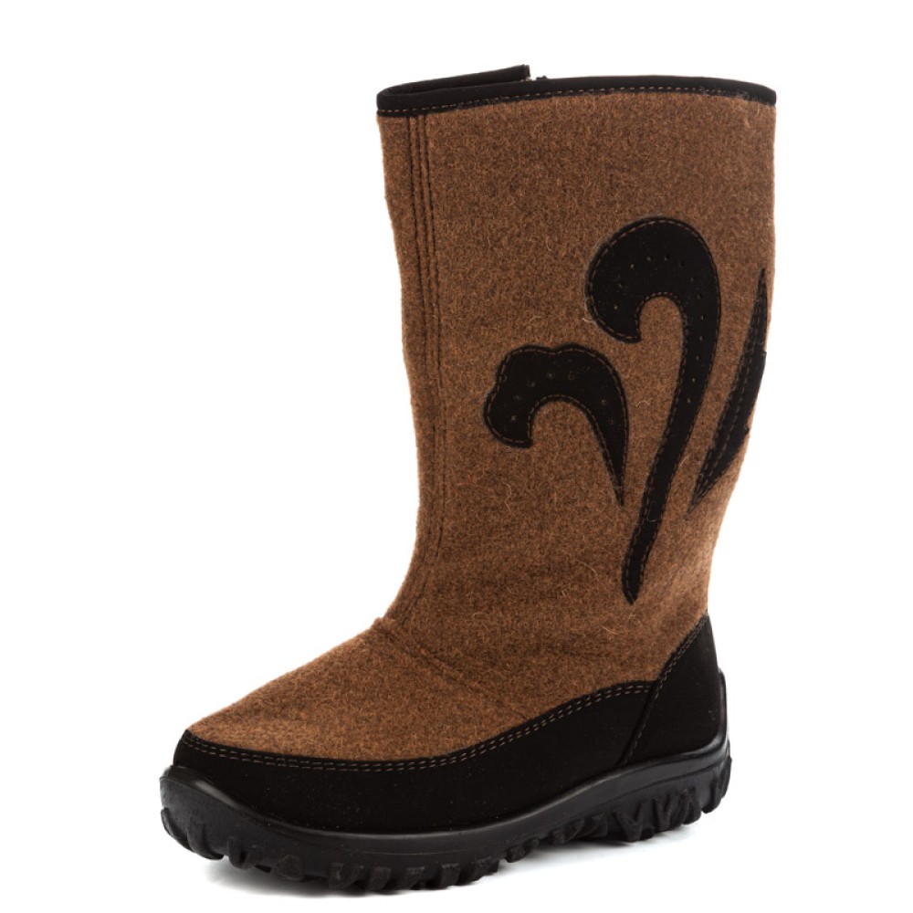 Валенки женские из натурального войлока на молнии цвет коричневый