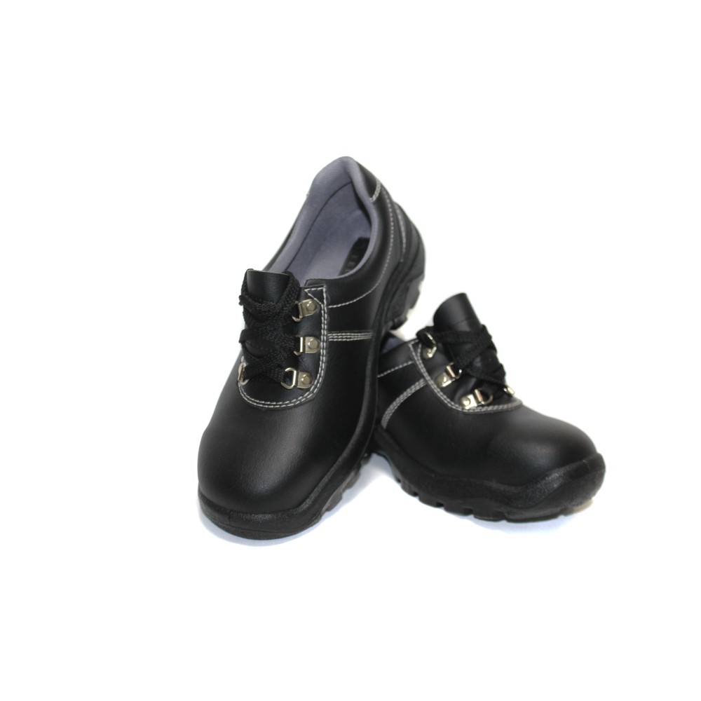Полуботинки из иск. кожи рабочие с металлическим подноском на шнурках цвет чёрный