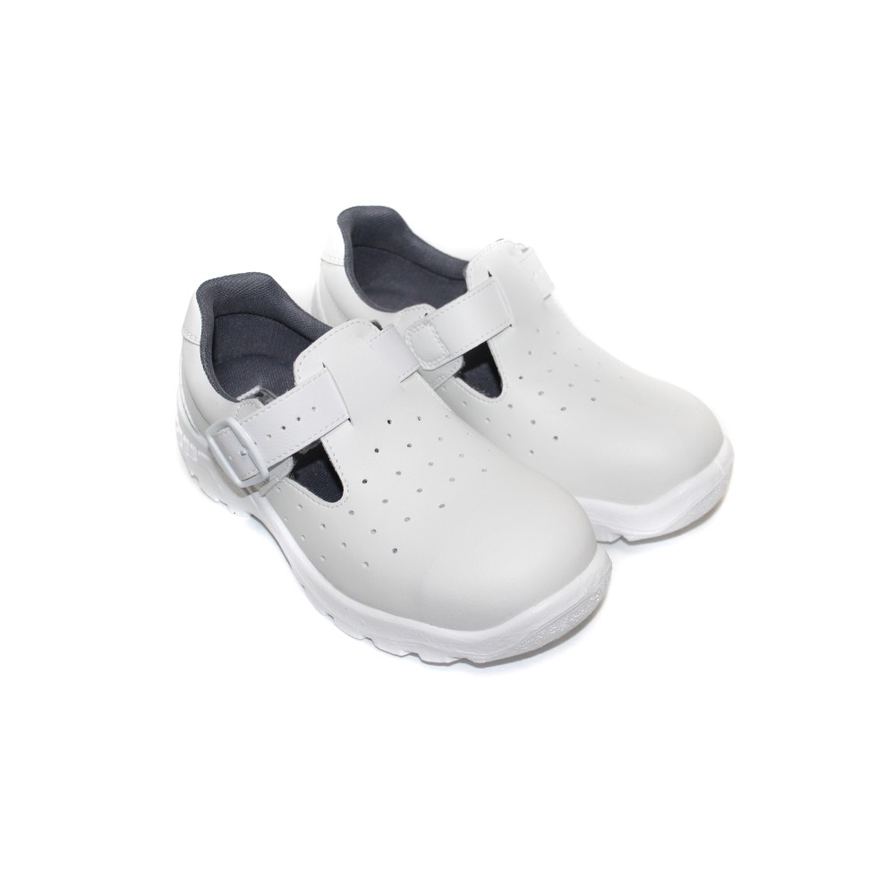 Полуботинки из иск. кожи с термопластичным подноском на ремешке цвет белый