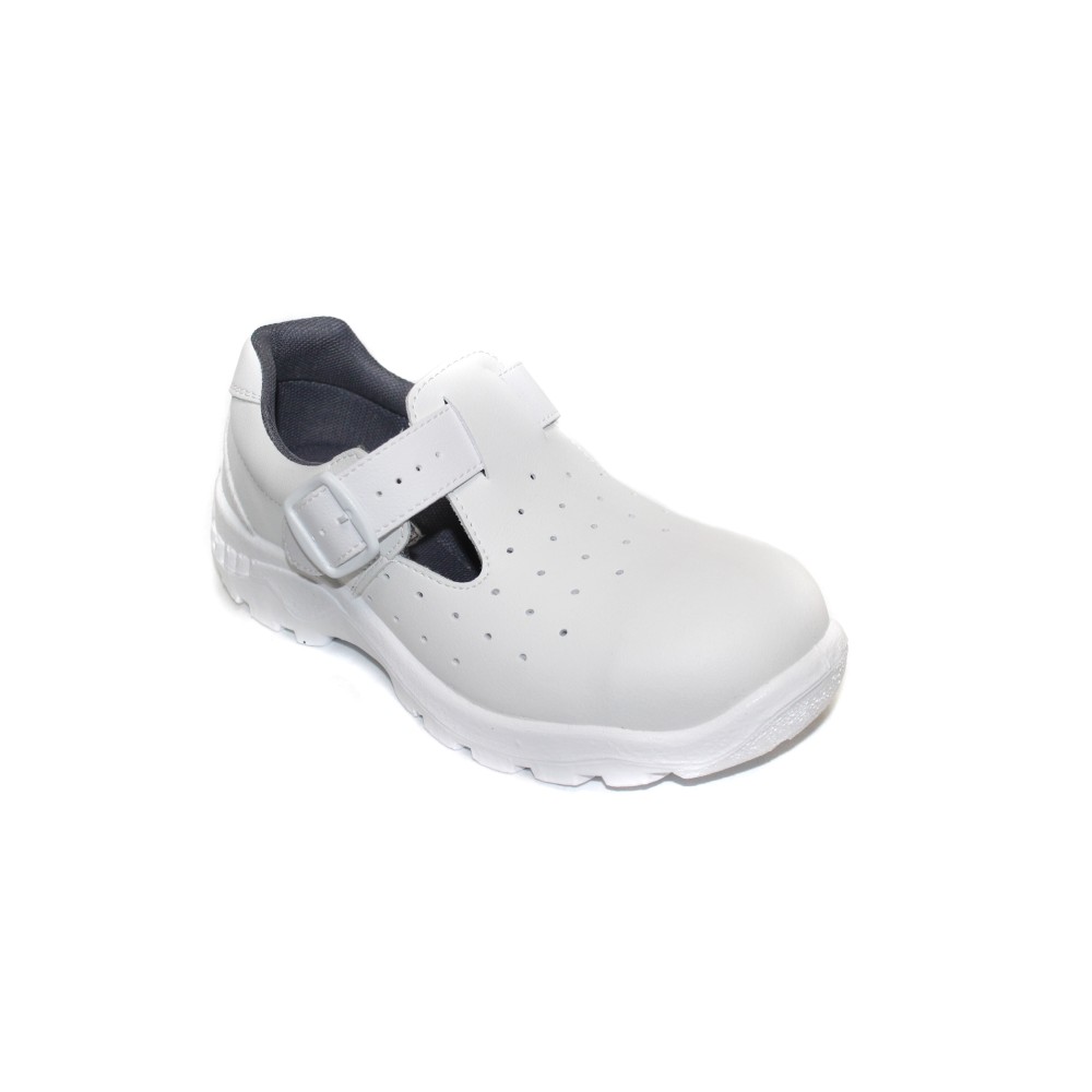 Полуботинки из иск. кожи с термопластичным подноском на ремешке цвет белый