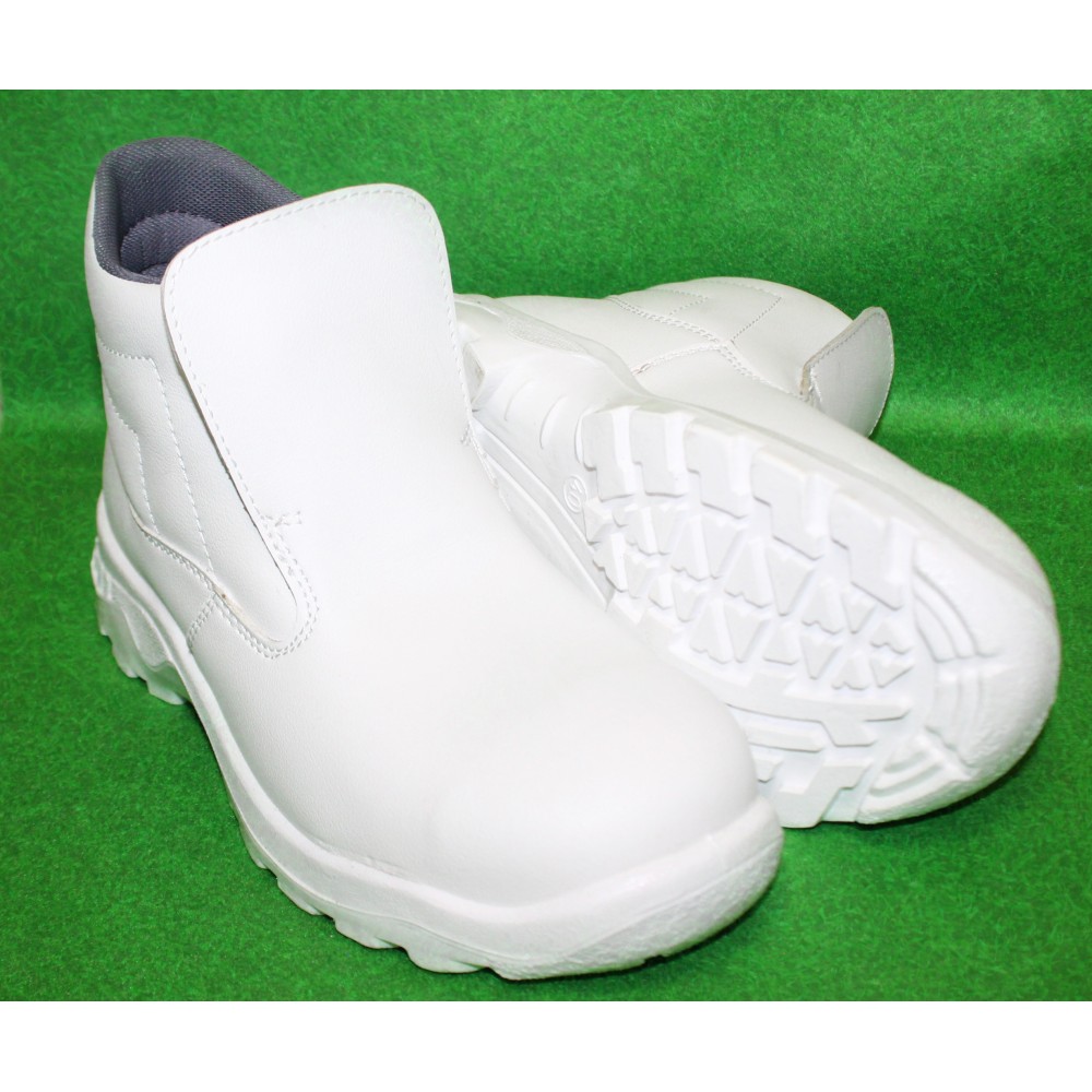 Ботинки из иск. кожи рабочие с металлическим подноском цвет белый