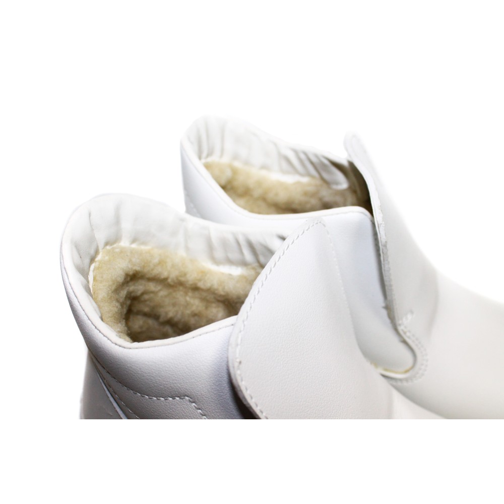 Ботинки из нат. кожи на меху рабочие с металлическим подноском цвет белый