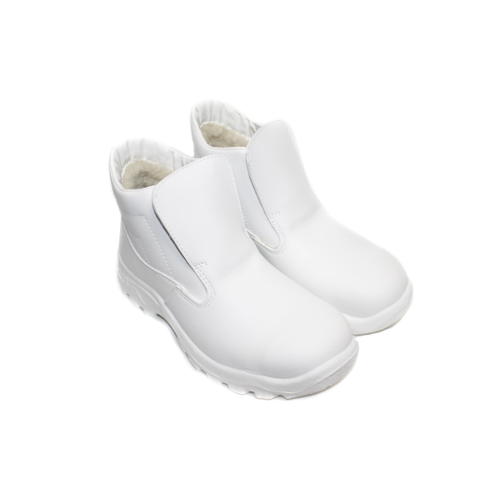 Ботинки из нат. кожи на меху рабочие с металлическим подноском цвет белый