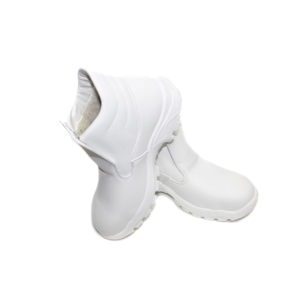 Ботинки из нат. кожи на меху рабочие с металлическим подноском цвет белый