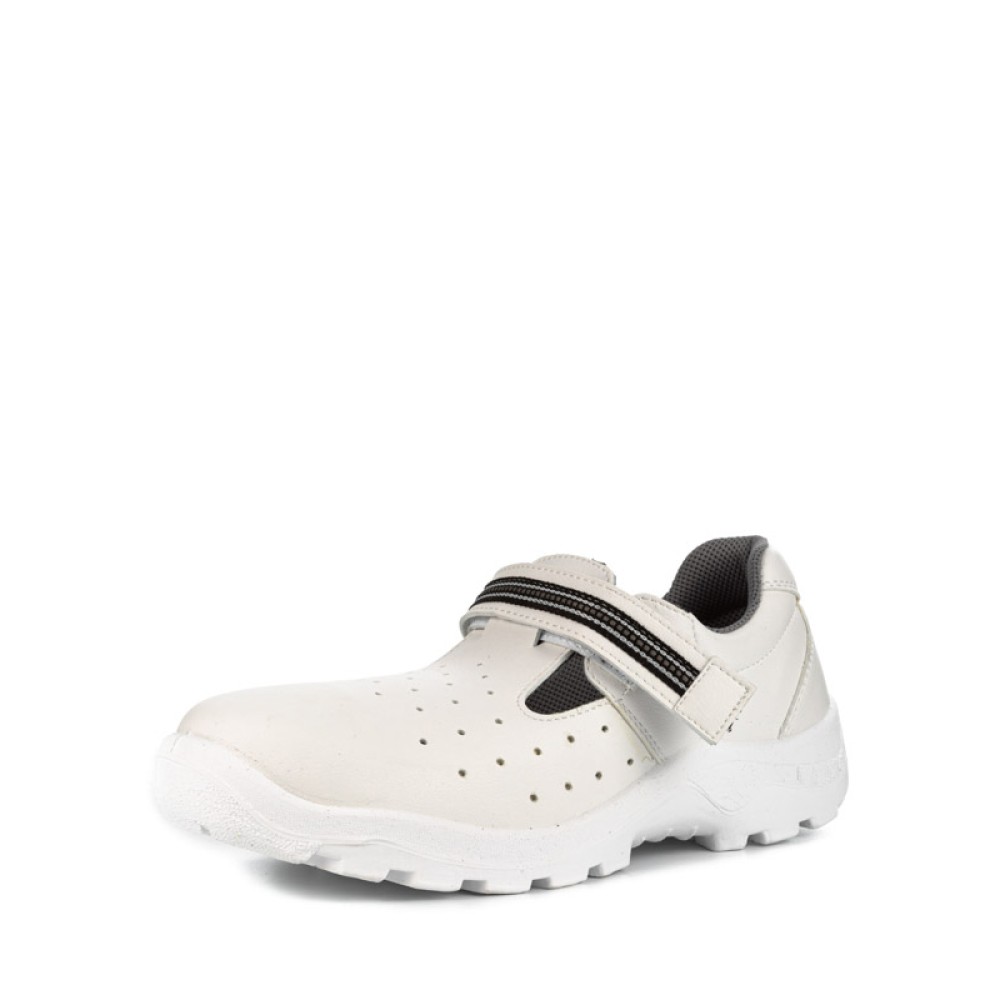 Полуботинки из нат. кожи рабочие на липучке с защитным термопластичным подноском цвет белый