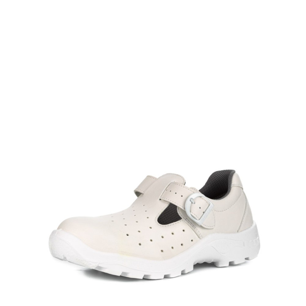 Полуботинки из нат. кожи рабочие на ремешке с защитным металлическим подноском цвет белый