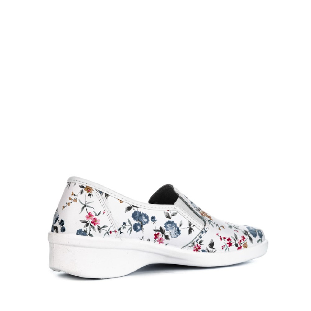 Туфли женские из натуральной кожи с принтом цвет белый