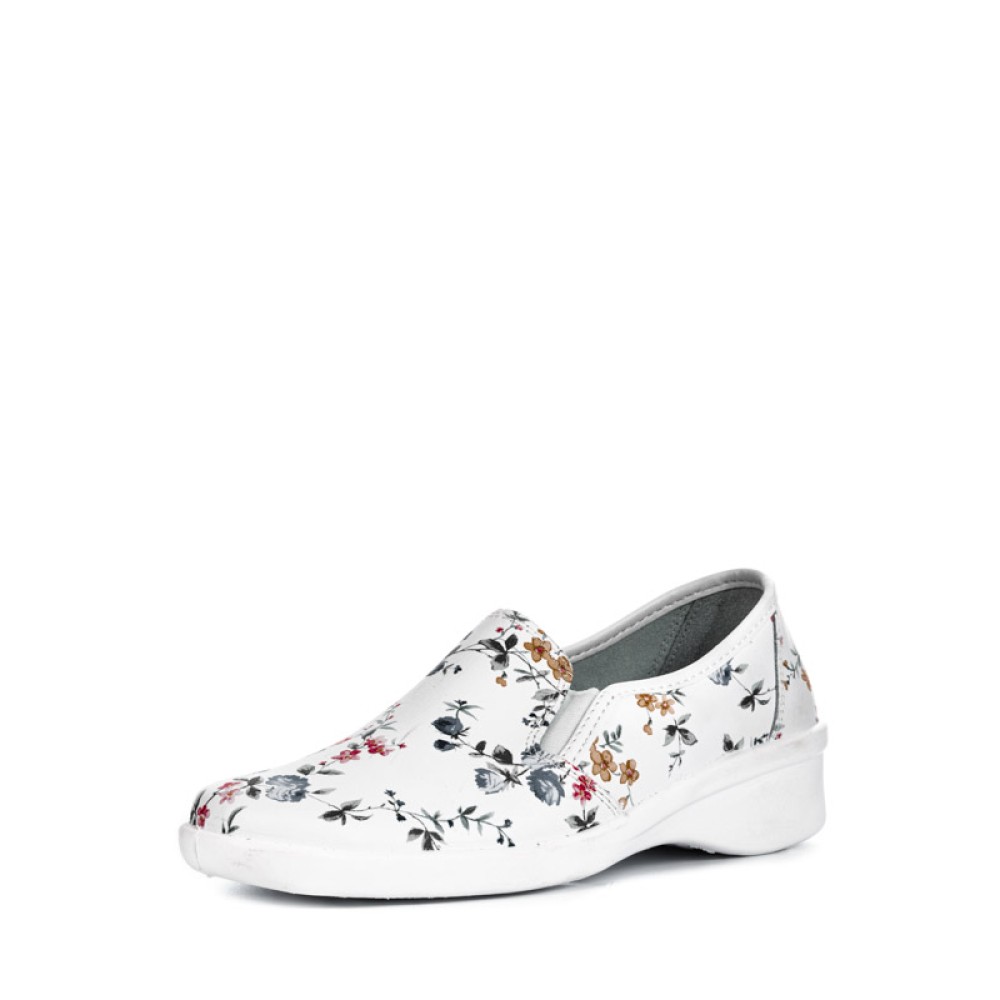 Туфли женские из натуральной кожи с принтом цвет белый