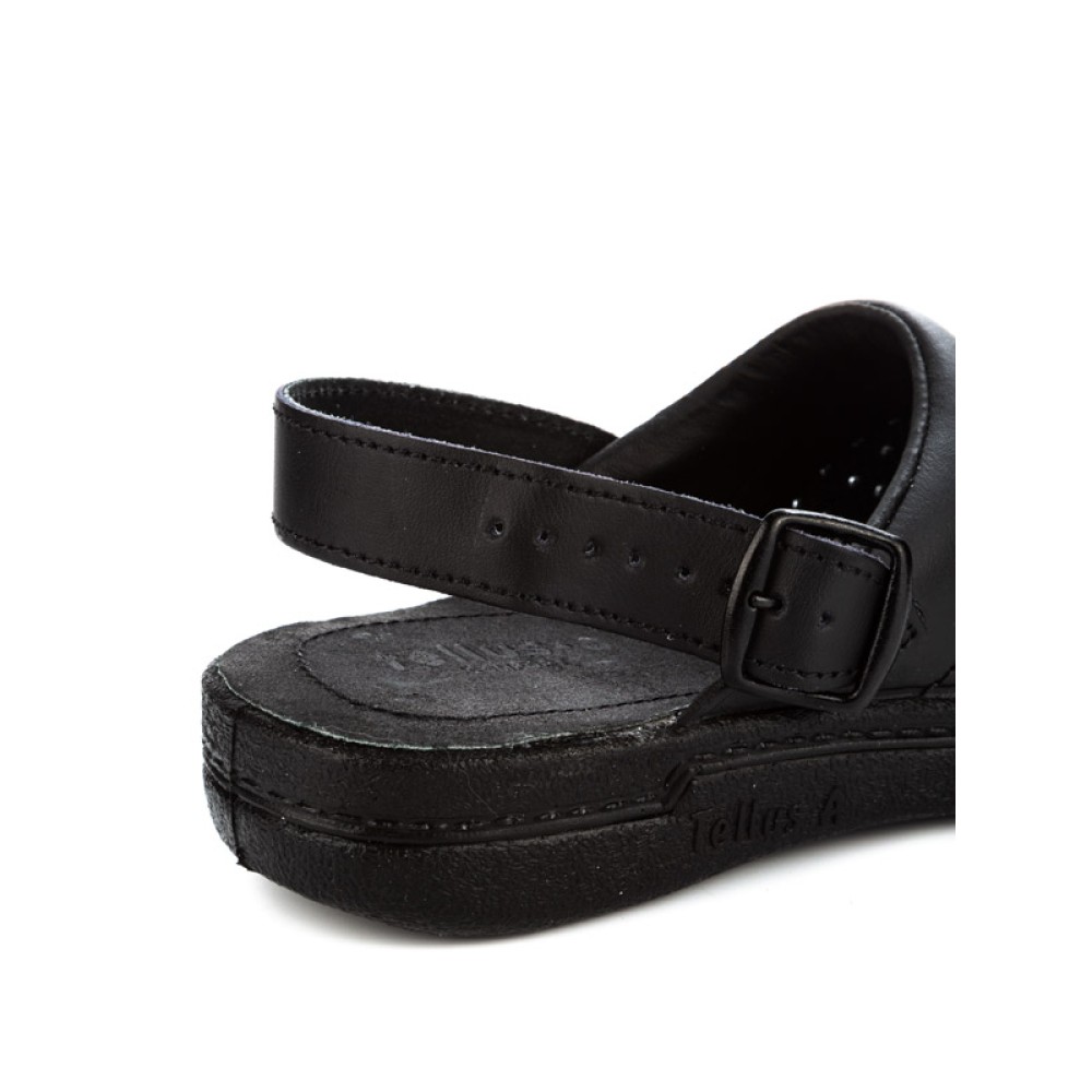 Сабо унисекс из натуральной кожи с мягкой ортопедической пяткой цвет чёрный