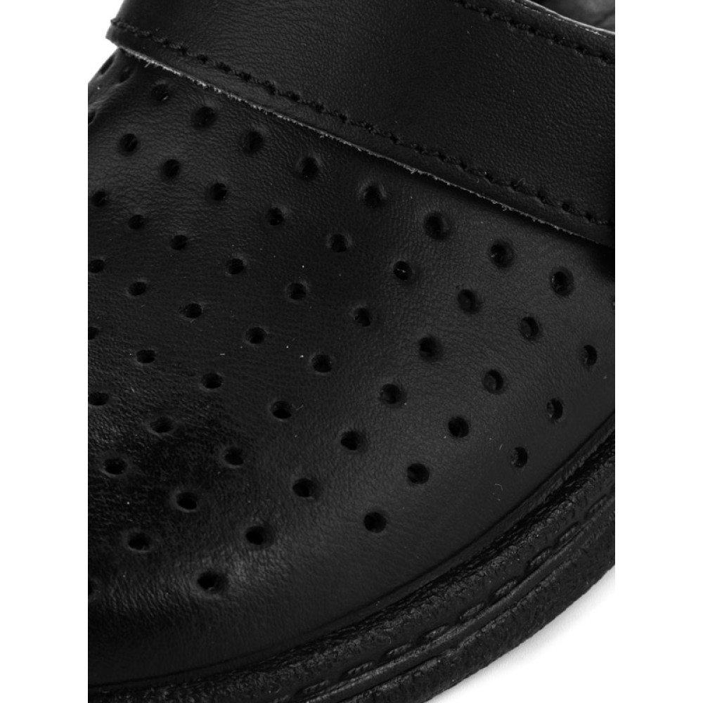 Сабо унисекс из натуральной кожи с мягкой ортопедической пяткой цвет чёрный