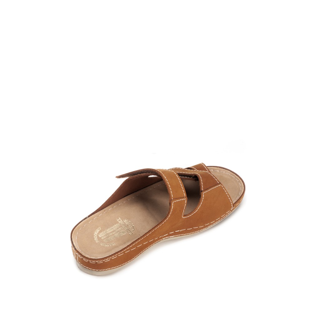 Сабо женские из натуральной кожи с открытым носом и стелькой из нубука цвет коричневый