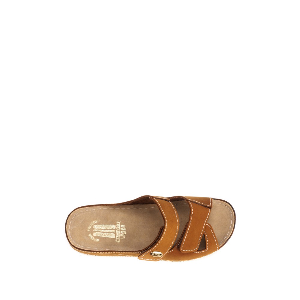 Сабо женские из натуральной кожи с открытым носом и стелькой из нубука цвет коричневый