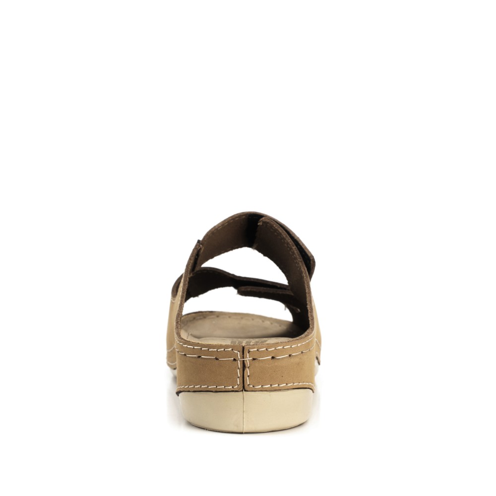 Сабо женские из натуральной кожи с открытым носом и стелькой из нубука цвет бежевый