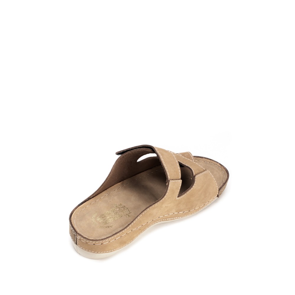 Сабо женские из натуральной кожи с открытым носом и стелькой из нубука цвет бежевый