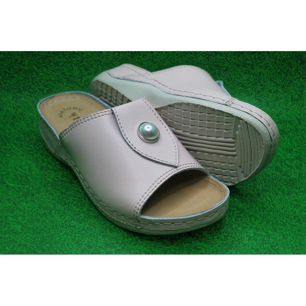 Сабо женские с декором из натуральной кожи с открытым носом и стелькой из иск. нубука цвет розовый