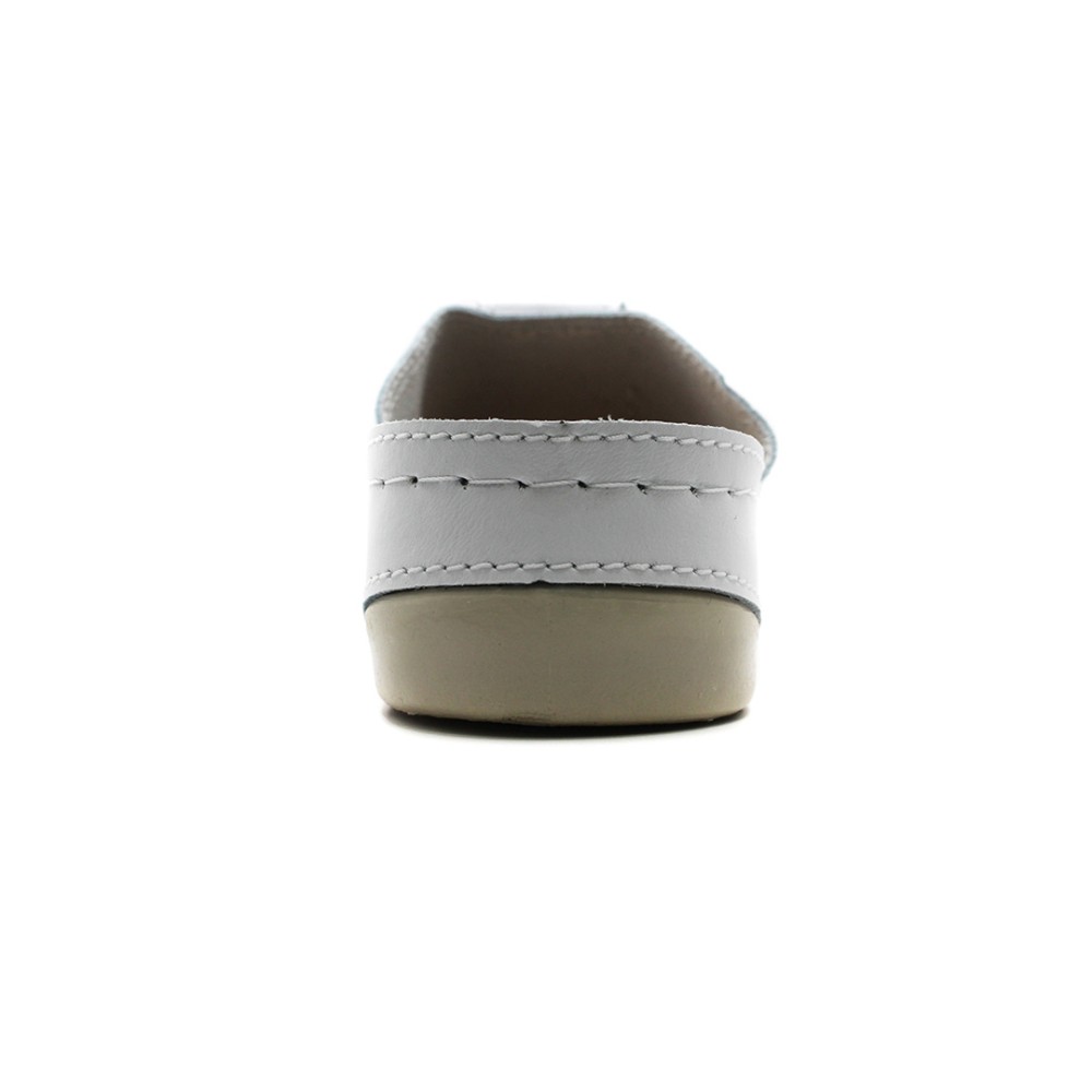 Сабо женские с декором из натуральной кожи с открытым носом и стелькой из иск. нубука цвет белый