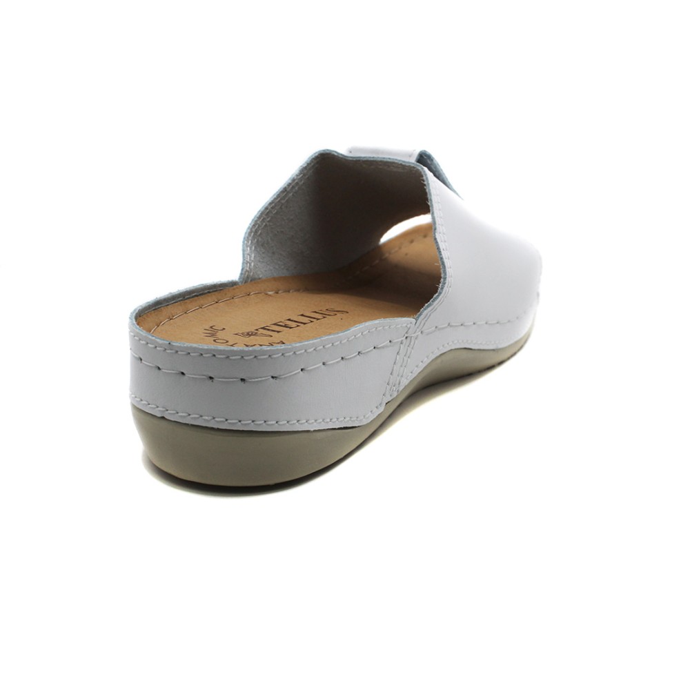 Сабо женские с декором из натуральной кожи с открытым носом и стелькой из иск. нубука цвет белый