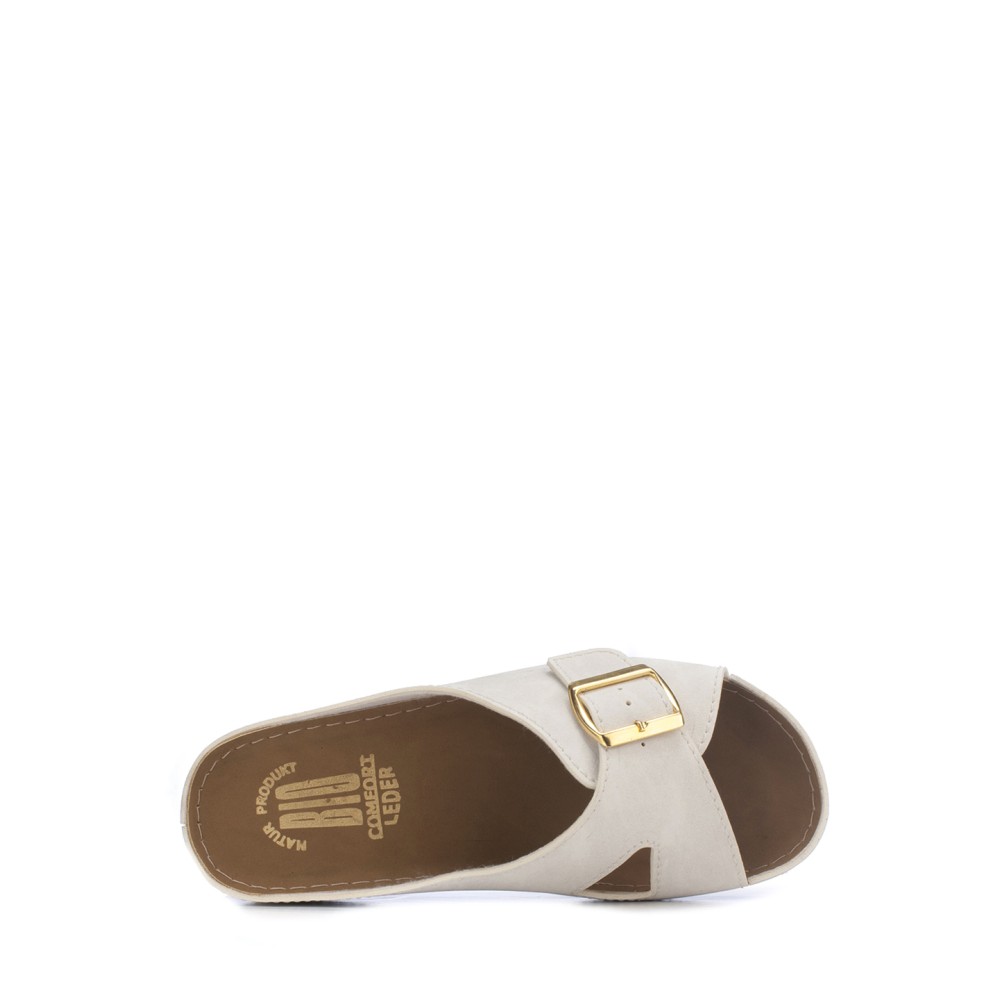 Сабо повседневные из искуссвенного нубука с открытым носом и ремешком цвет белый