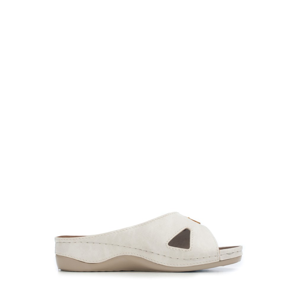 Сабо повседневные из искуссвенного нубука с открытым носом и ремешком цвет белый