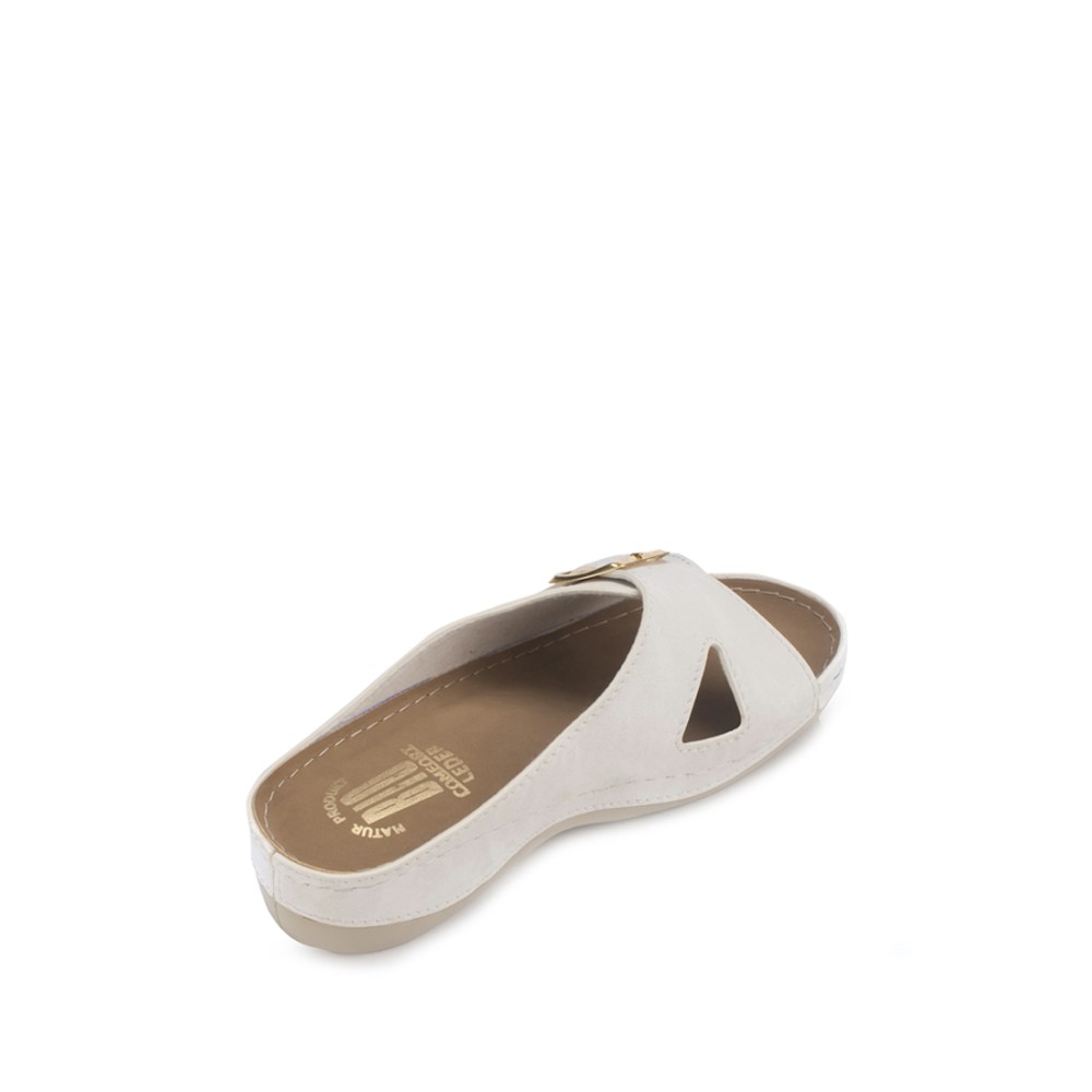 Сабо повседневные из искуссвенного нубука с открытым носом и ремешком цвет белый