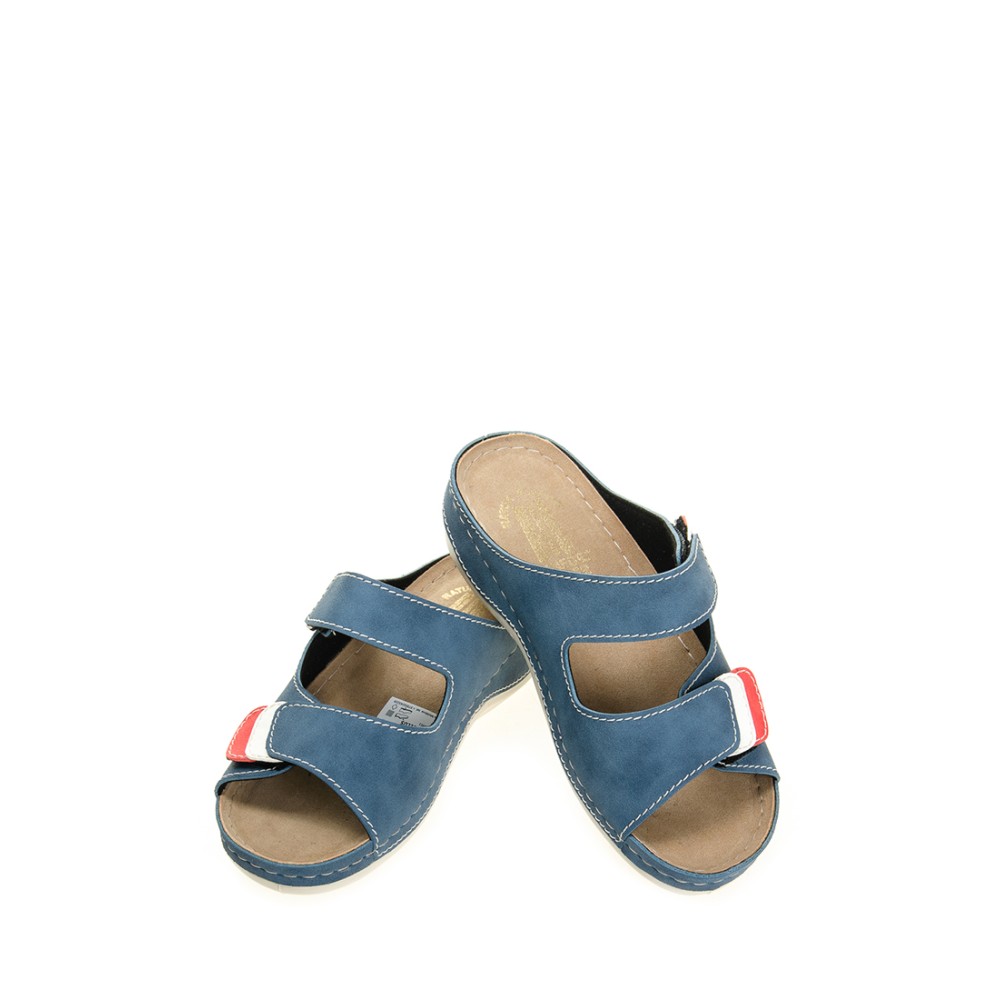 Сабо женские повседневные из искуссвенного нубука с открытым носом цвет синий джинс