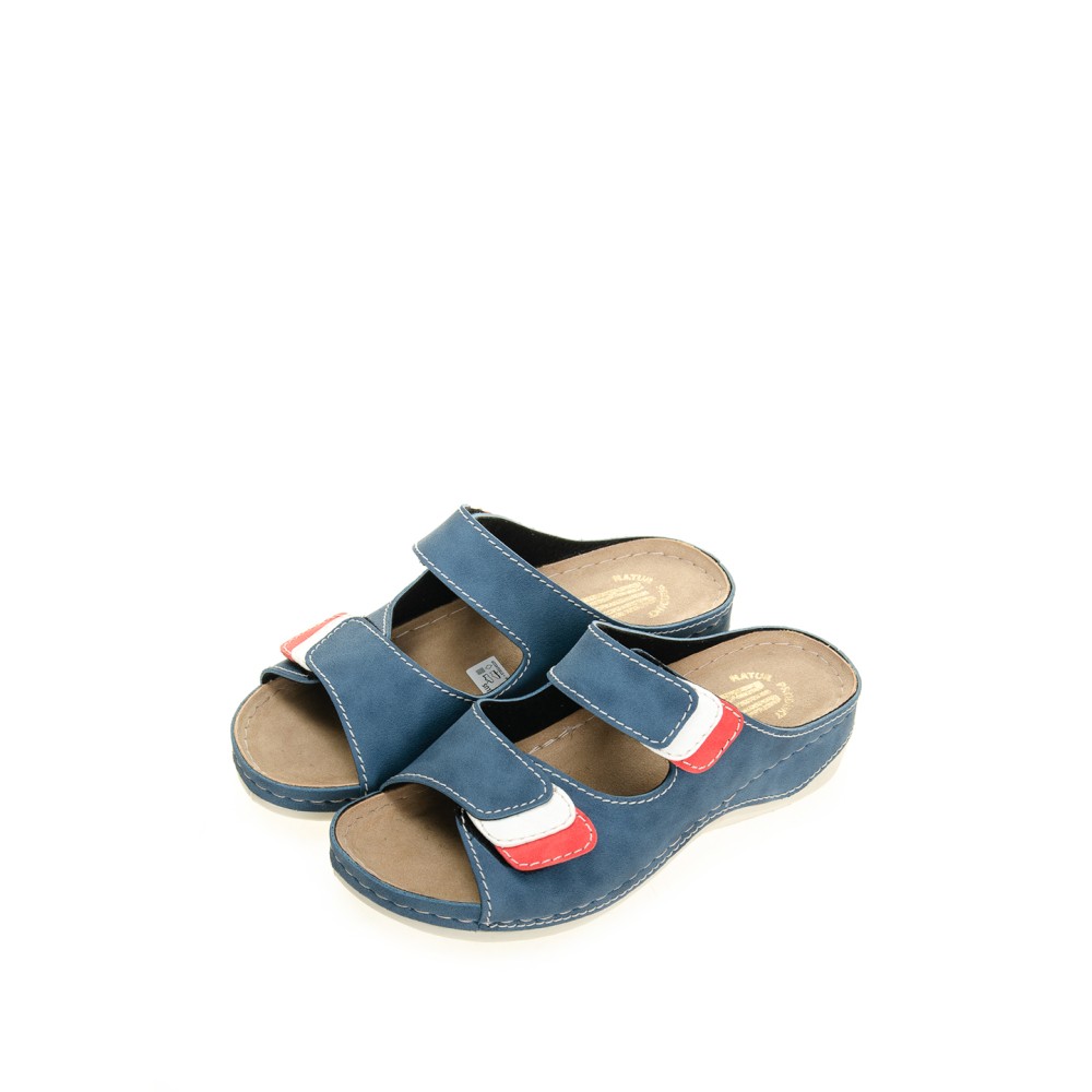 Сабо женские повседневные из искуссвенного нубука с открытым носом цвет синий джинс