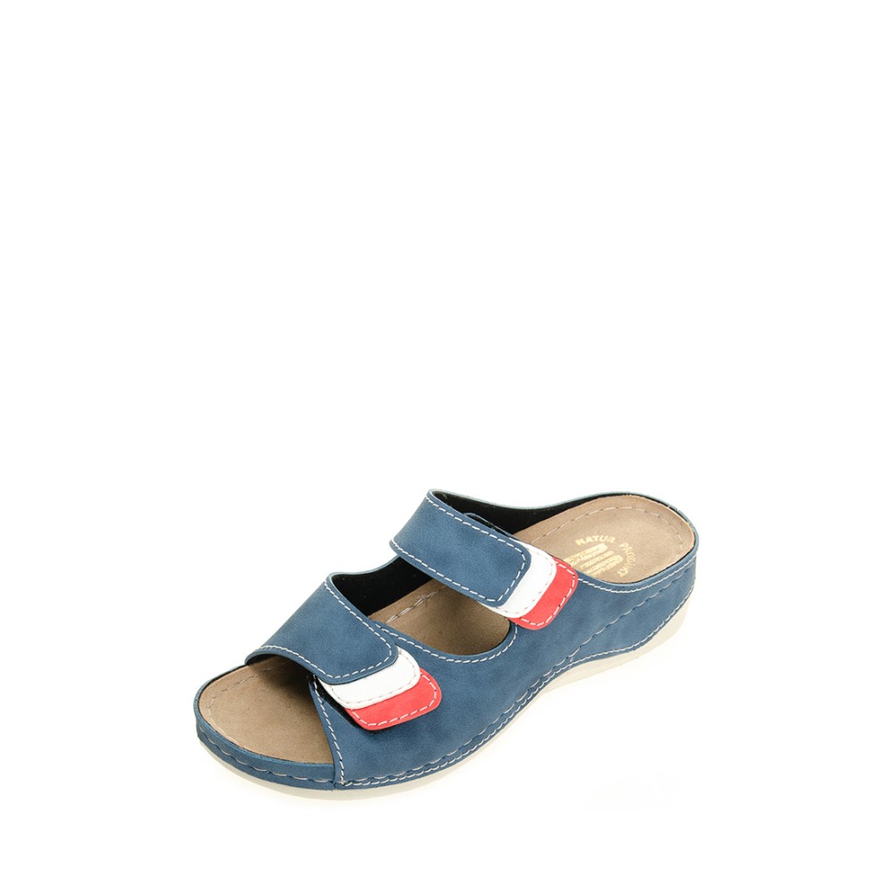 Сабо женские повседневные из искуссвенного нубука с открытым носом цвет синий джинс