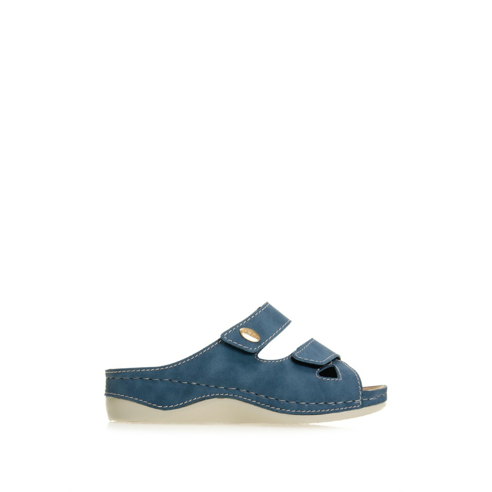 Сабо женские на каждый день из искуссвенного нубука с открытым носом цвет синий джинс