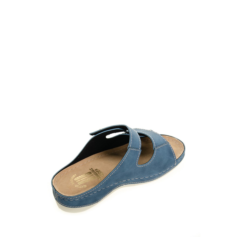 Сабо женские на каждый день из искуссвенного нубука с открытым носом цвет синий джинс