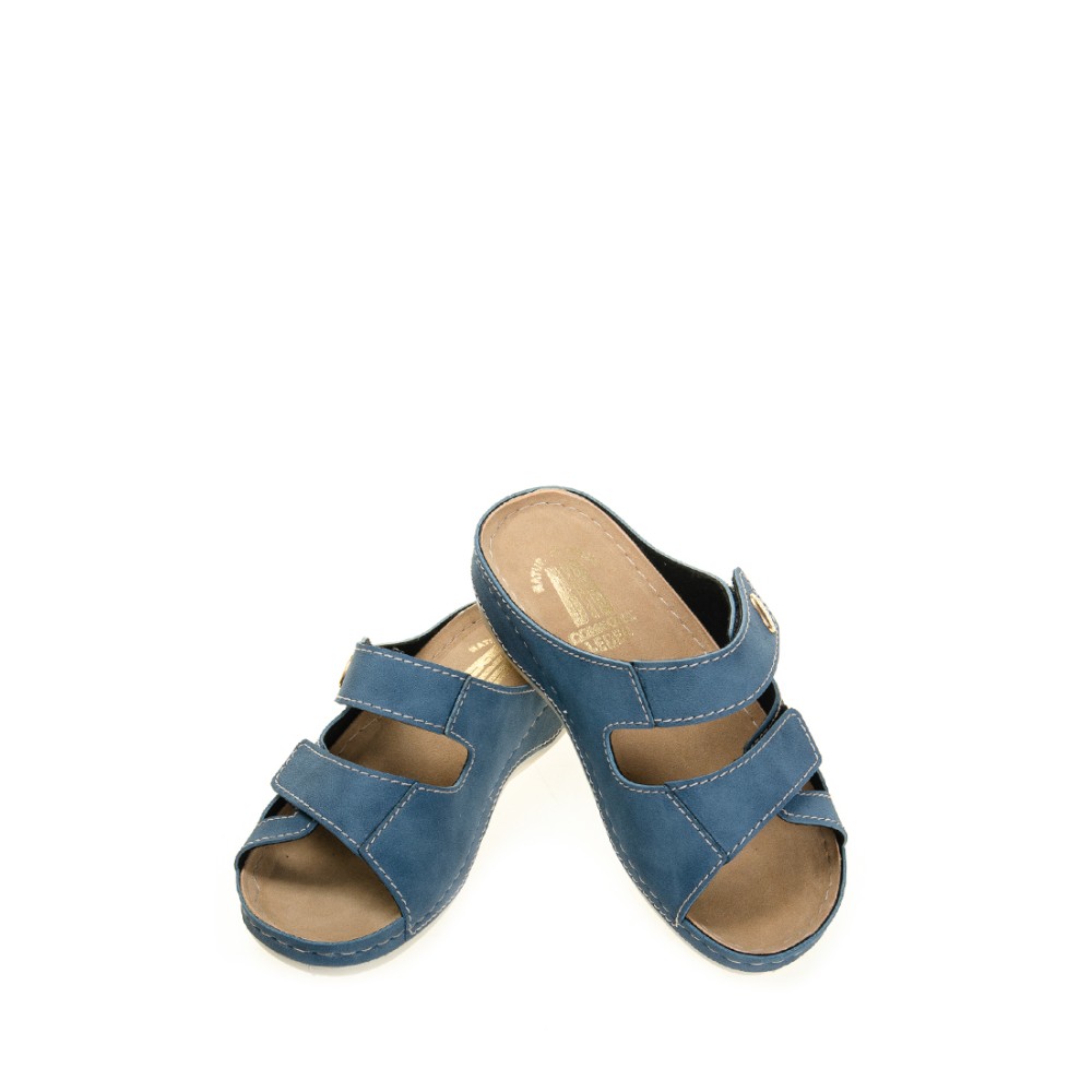 Сабо женские на каждый день из искуссвенного нубука с открытым носом цвет синий джинс