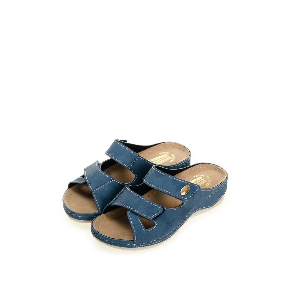 Сабо женские на каждый день из искуссвенного нубука с открытым носом цвет синий джинс