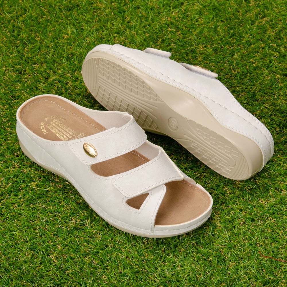 Сабо женские на каждый день из искуссвенного нубука с открытым носом цвет белый