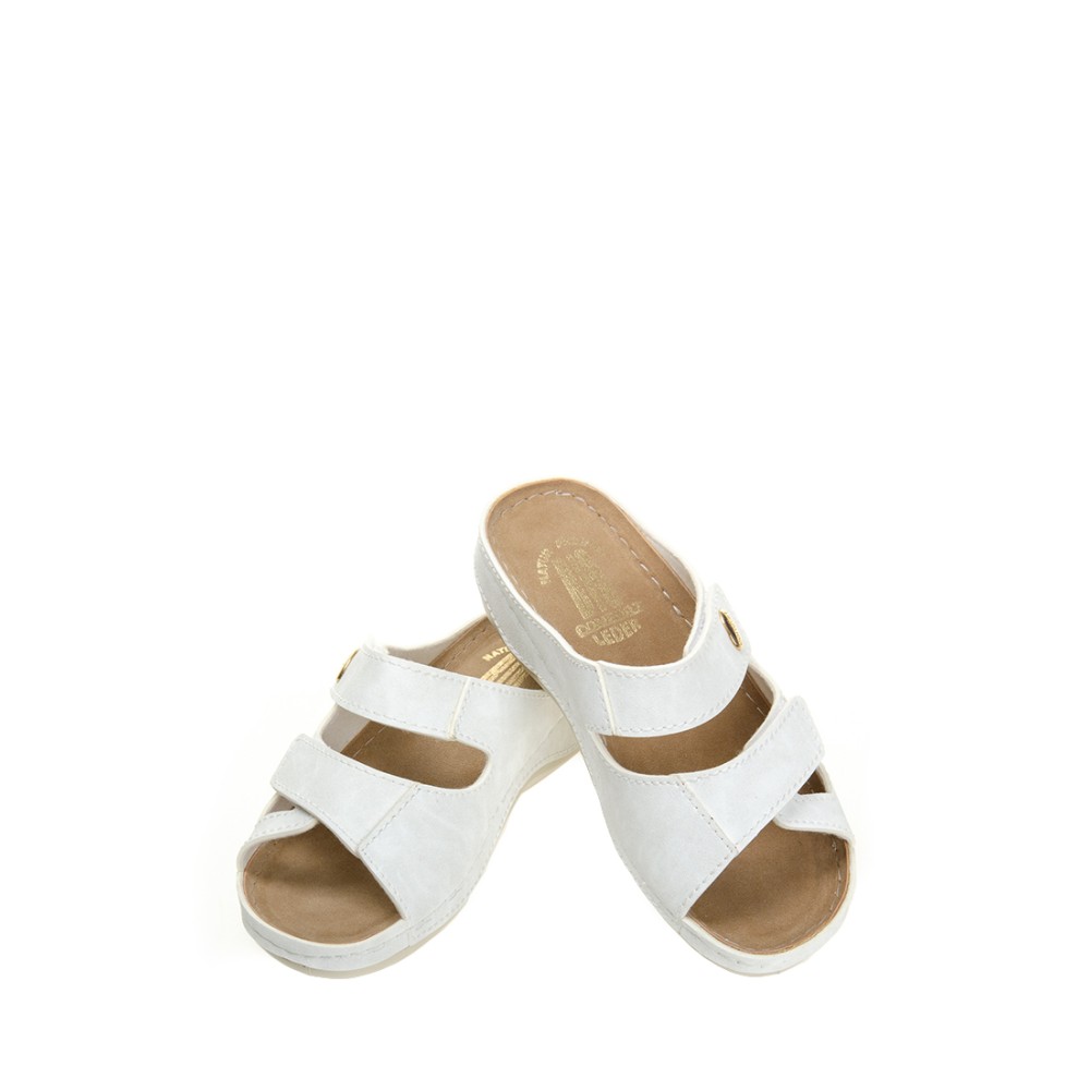 Сабо женские на каждый день из искуссвенного нубука с открытым носом цвет белый