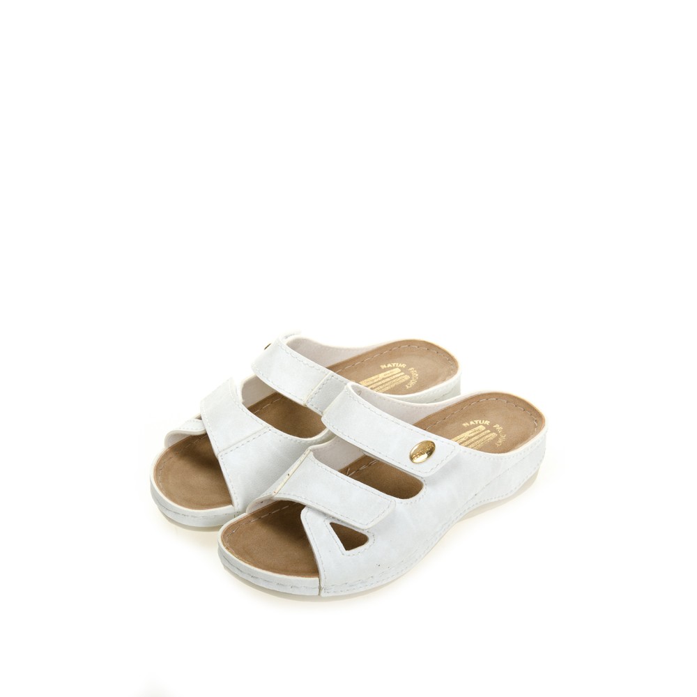 Сабо женские на каждый день из искуссвенного нубука с открытым носом цвет белый