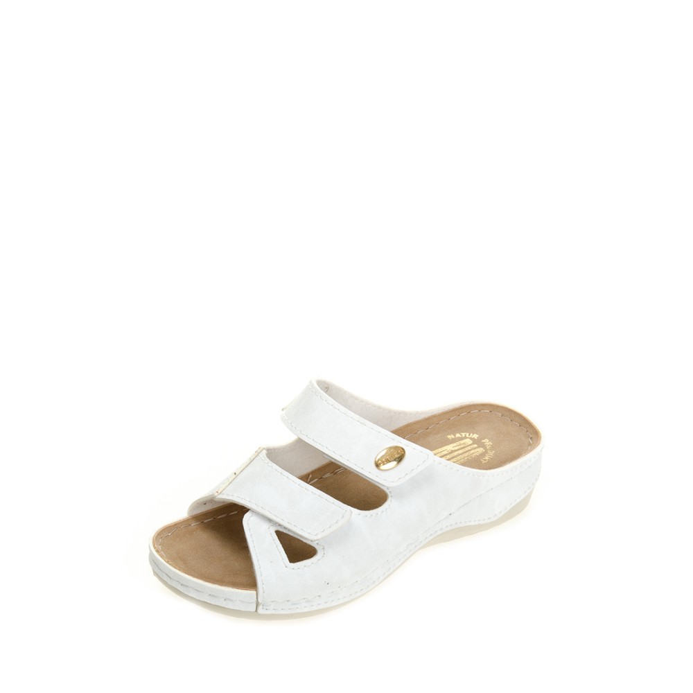 Сабо женские на каждый день из искуссвенного нубука с открытым носом цвет белый