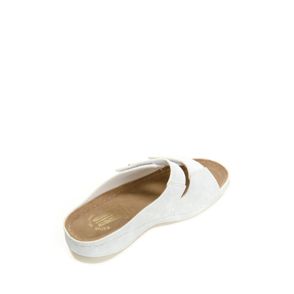 Сабо женские на каждый день из искуссвенного нубука с открытым носом цвет белый