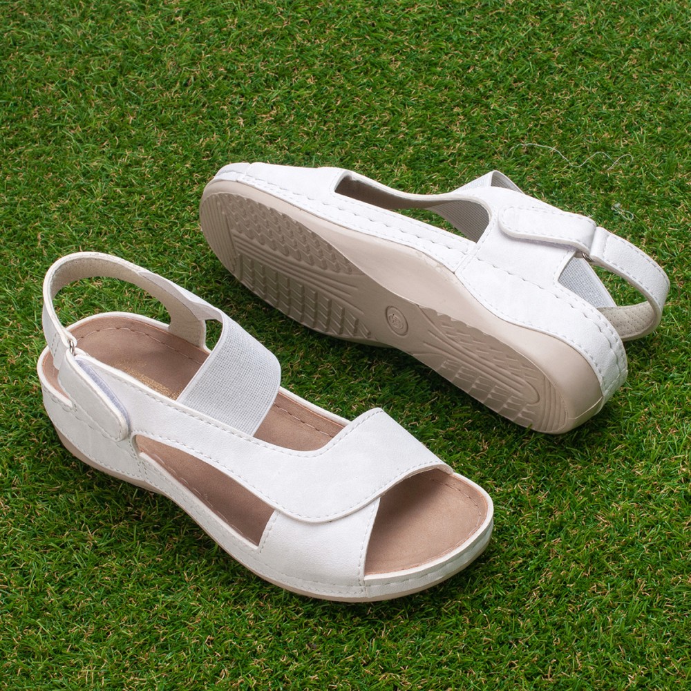 Сабо-сандалии женские на каждый день из искуссвенного нубука с открытым носом цвет белый