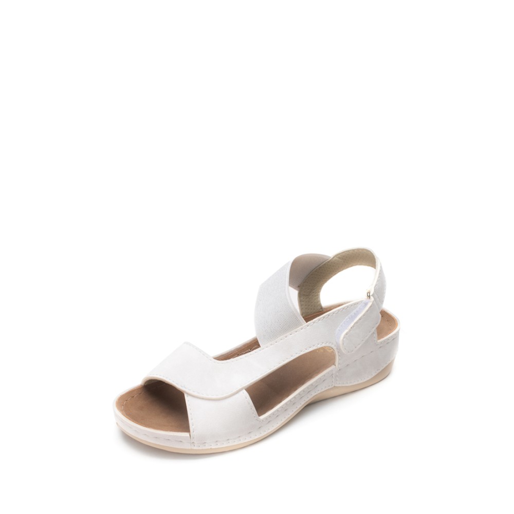 Сабо-сандалии женские на каждый день из искуссвенного нубука с открытым носом цвет белый