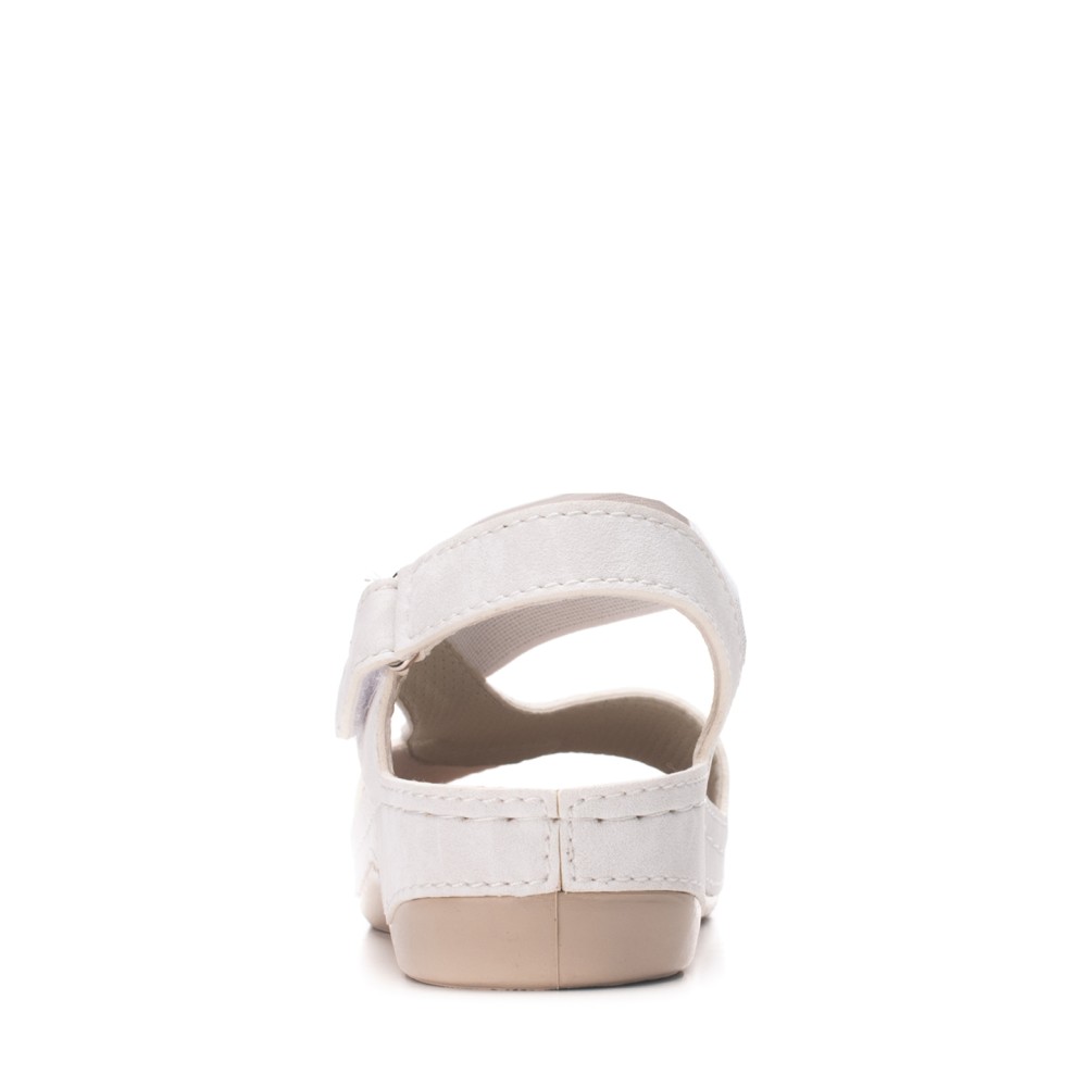 Сабо-сандалии женские на каждый день из искуссвенного нубука с открытым носом цвет белый