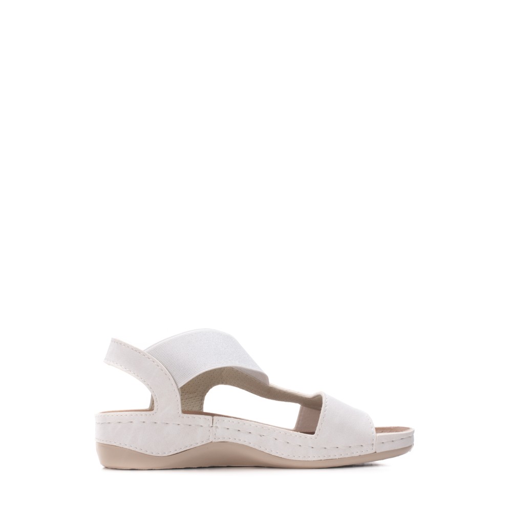 Сабо-сандалии женские на каждый день из искуссвенного нубука с открытым носом цвет белый