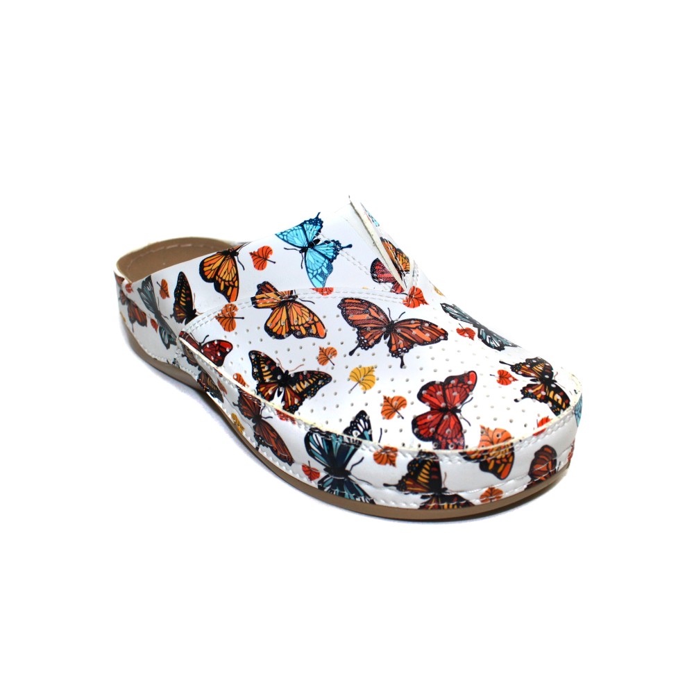 Сабо женские из искусственной кожи с принтом бабочек на стельке из нубука