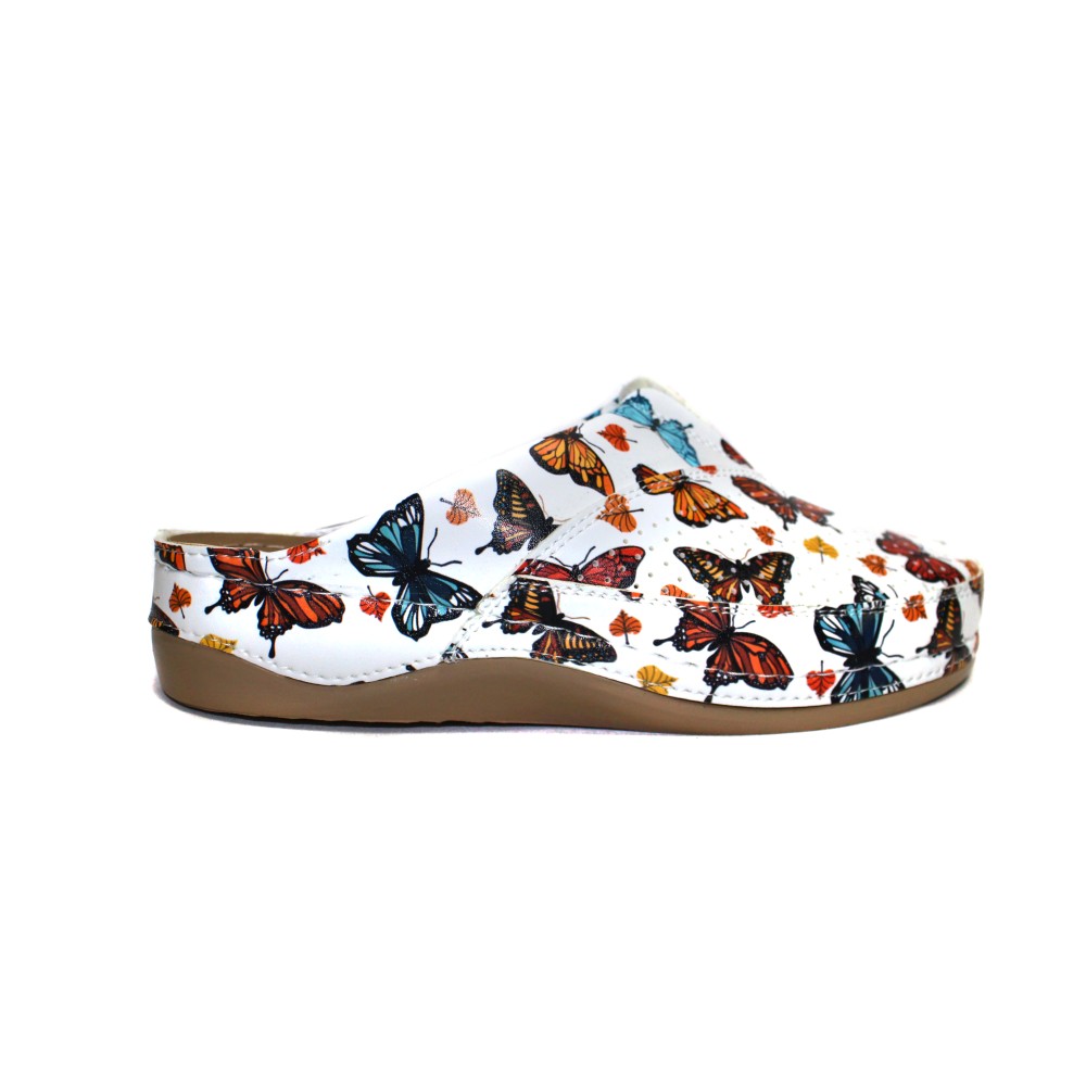 Сабо женские из искусственной кожи с принтом бабочек на стельке из нубука