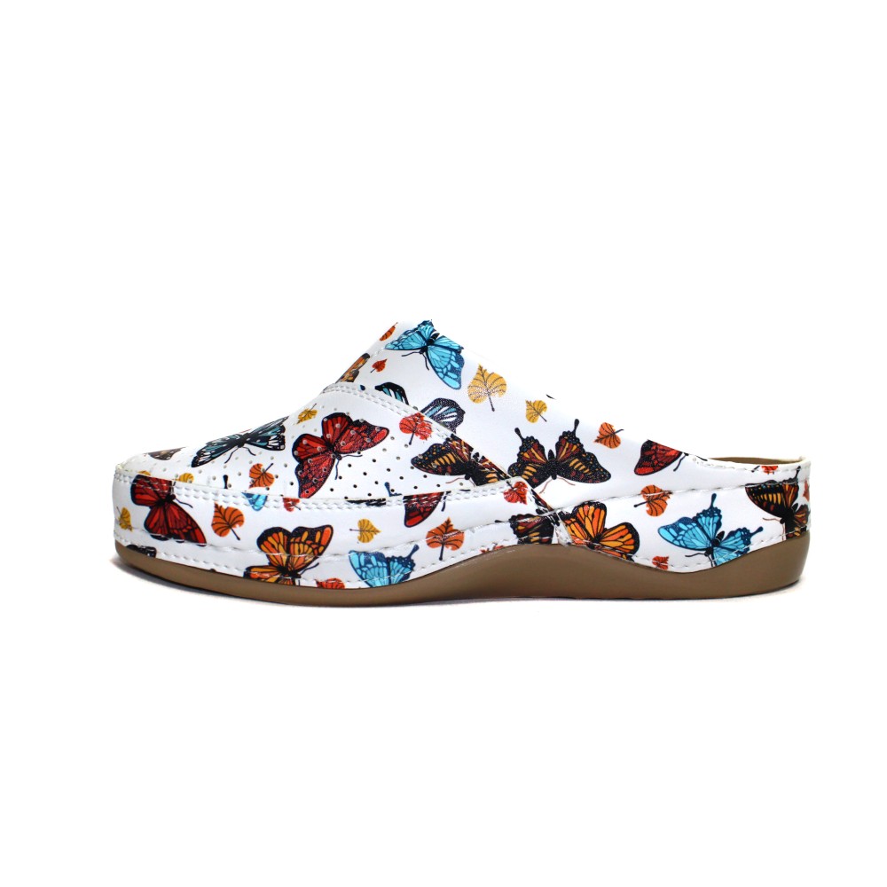 Сабо женские из искусственной кожи с принтом бабочек на стельке из нубука
