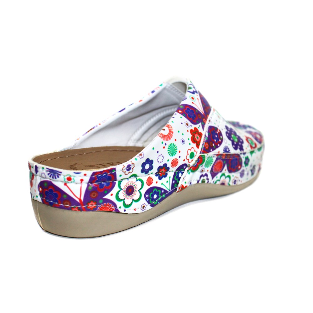 Сабо женские из искусственной кожи в цветочный принт на стельке из нубука