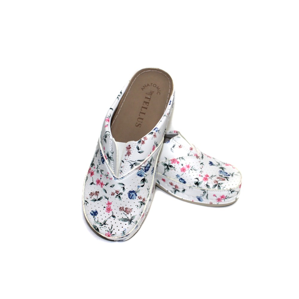 Сабо женские из искусственной кожи в мелкий цветочный принт на стельке из нубука