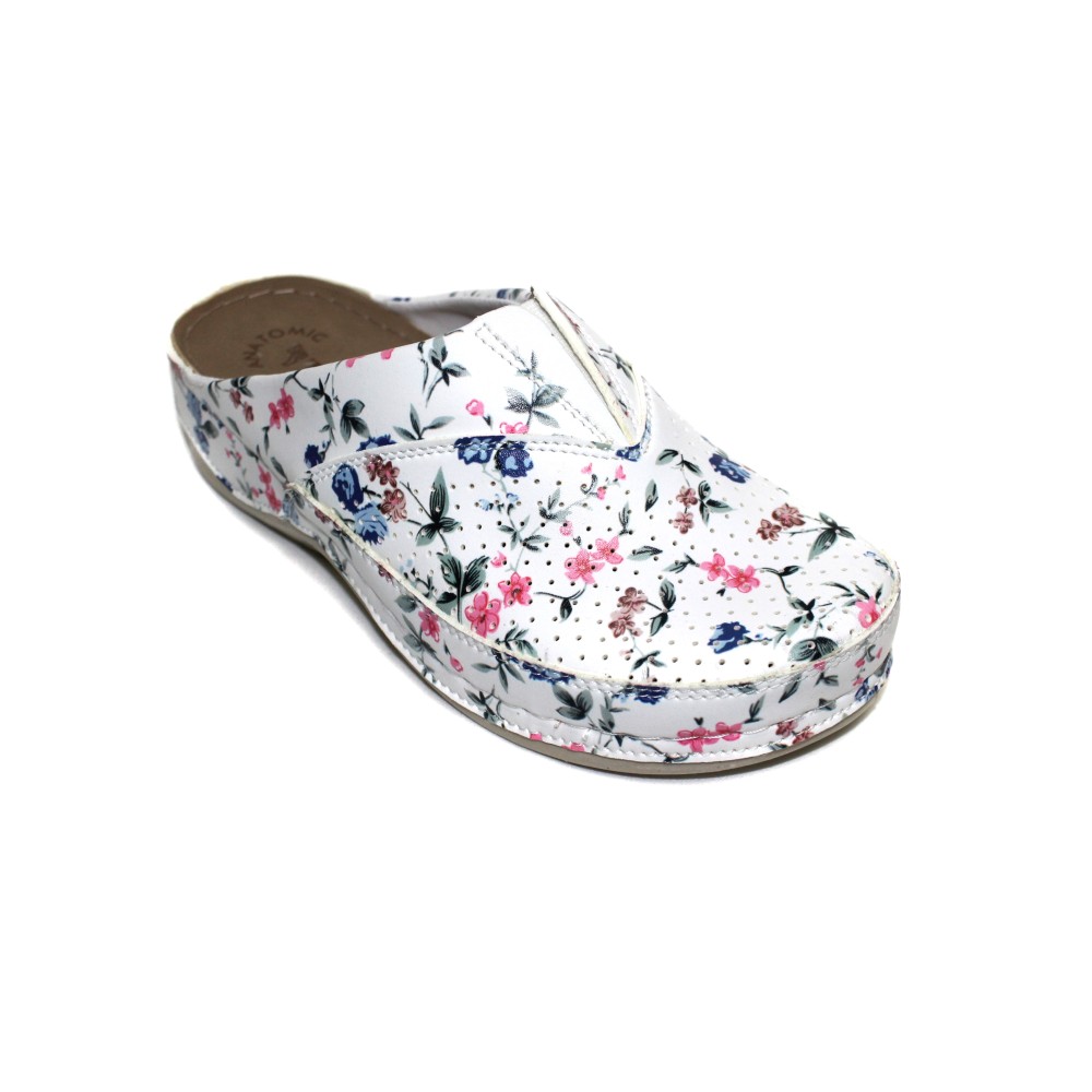 Сабо женские из искусственной кожи в мелкий цветочный принт на стельке из нубука