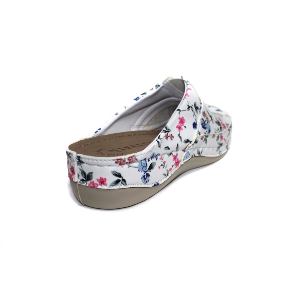 Сабо женские из искусственной кожи в мелкий цветочный принт на стельке из нубука