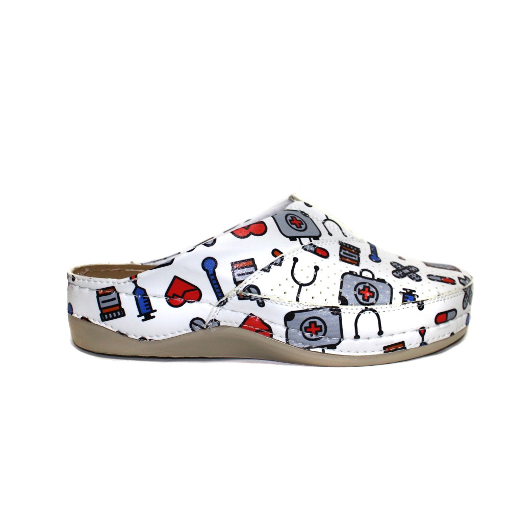 Сабо женские из искусственной кожи с медицинским принтом на стельке из нубука